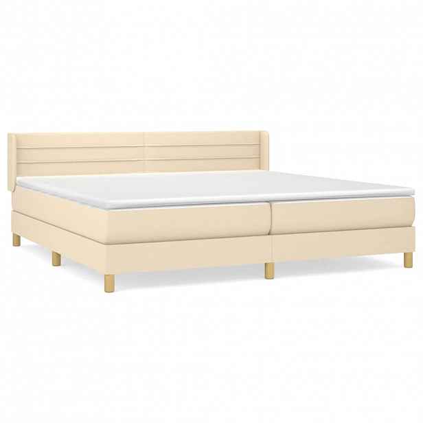 vidaXL Box spring postel s matrací krémová 200x200 cm textil