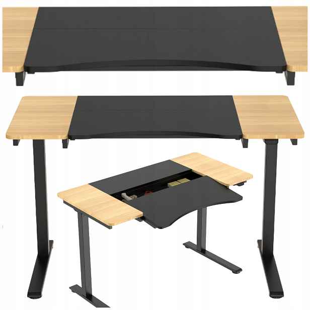 Elektrický Psací Stůl Nastavitelný 120X60 CM Ocelový, Černý, Možnost Naklonění