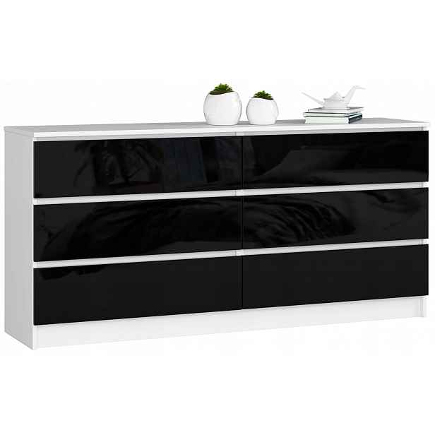 Komoda K160 6SZ Clp Pk Černý Lesk Akd