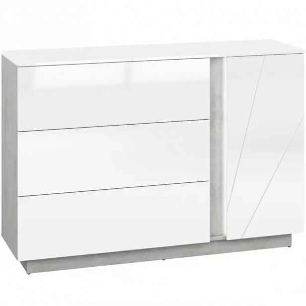 Komoda Lumens 138 cm, bílá / beton