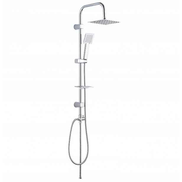 Sprchová sloupková dešťová sprcha s nástěnnou hlavicí, chrom, 100 cm