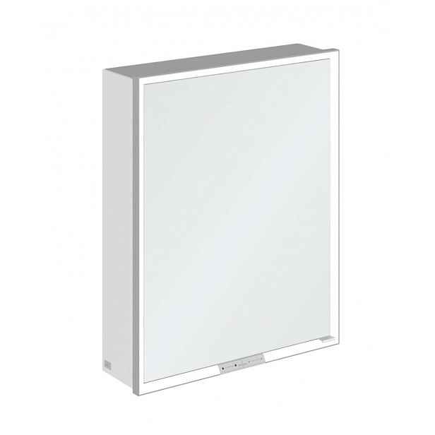 Villeroy & Boch My View+ - Zrcadlová skříňka s LED osvětlením 60x75x17 cm, 1 dvířka, panty vlevo, Brilliant White/šedá A4816LVE