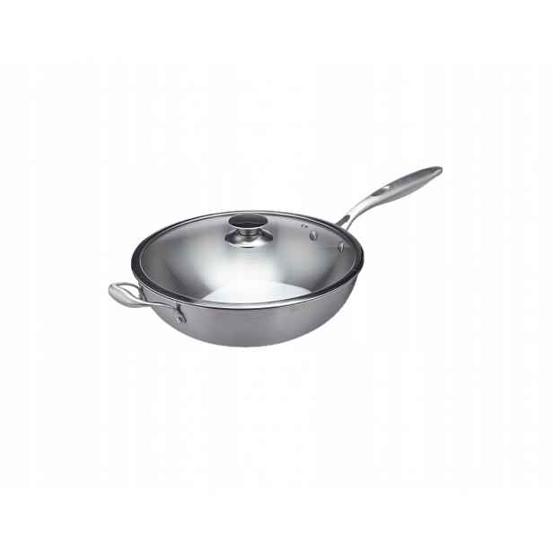Wok Z Nerezové oceli se skleněným víkem 10038406