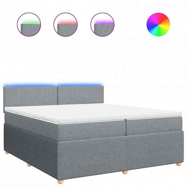vidaXL Box spring postel s matrací světle šedá 200 x 200 cm textil