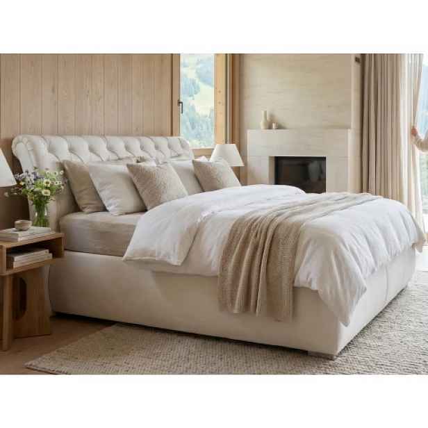 Postel boxspring Agnes 180x200 cm, krémová látka