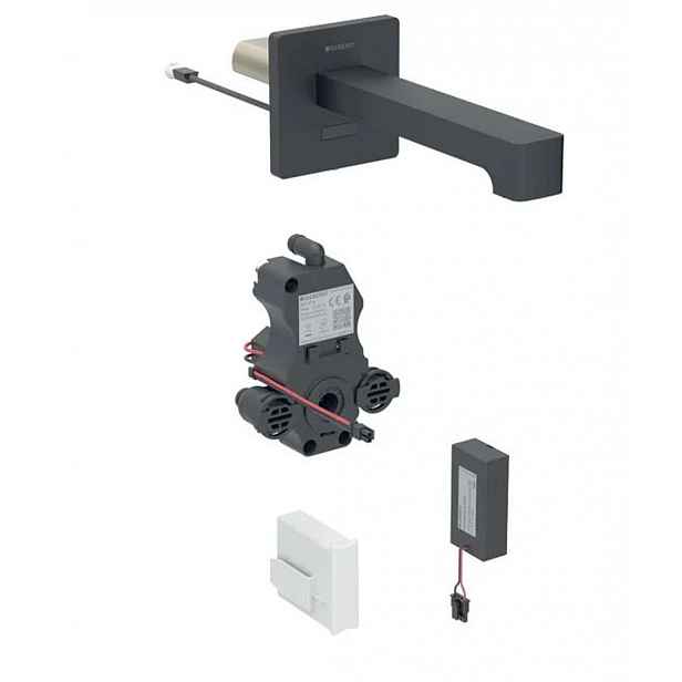 Geberit Brenta - Elektronický umyvadlový ventil pod omítku, pro studenou vodu, bateriové napájení, easy to clean, matná černá 116.293.14.1