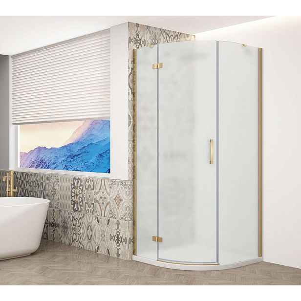Gelco Trinity - Sprchový kout čtvrtkruhový 90x90 cm, levé, matné sklo/zlatá GT6590ML-G
