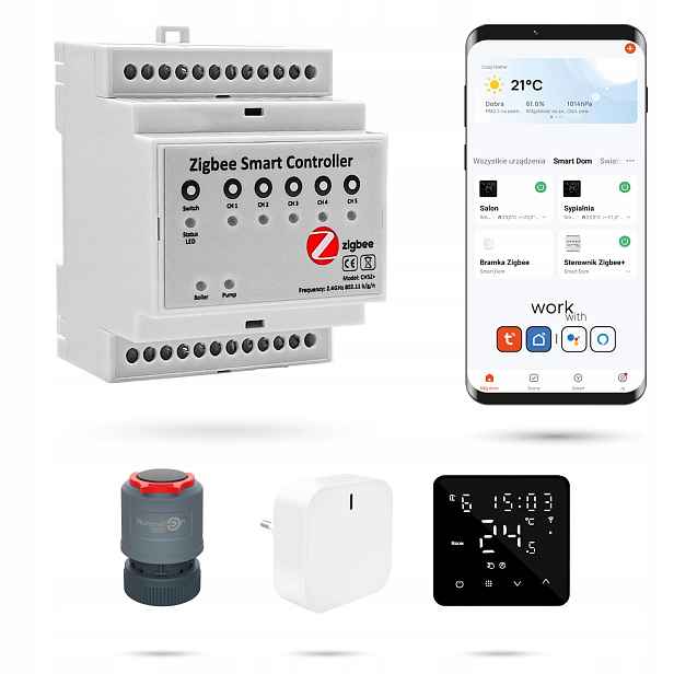 Sada pro podlahovku Zigbee Tuya 3 místnosti s termostaty BAT2 Černá