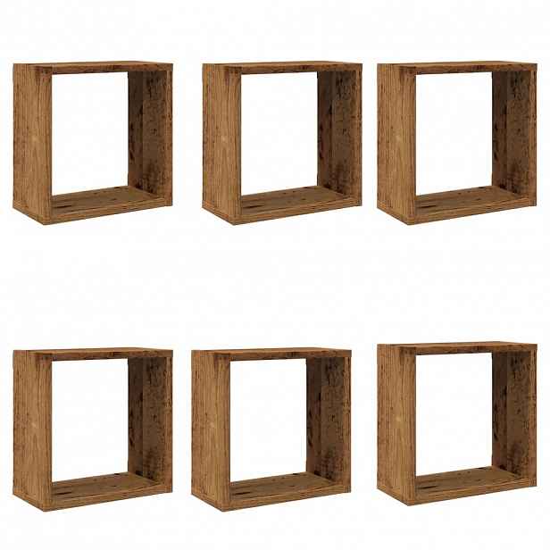 vidaXL Nástěnné police kostky 6 ks old wood 30 x 15 x 30 cm kompozit