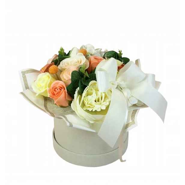 Flowerbox Mýdlové květiny ve velurové krabičce Dárek Kytice