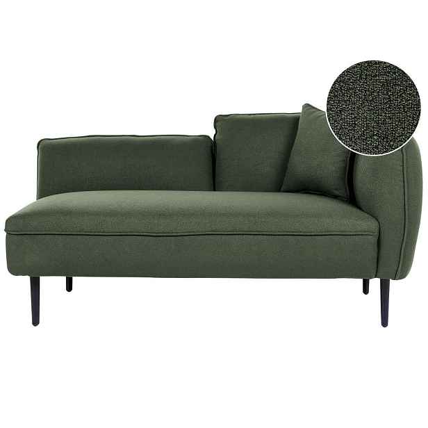 Beliani ČALOUNĚNÉ LEHÁTKO CHAISE LONGUE Bouclé tmavě zelené pravostranné Chevannes
