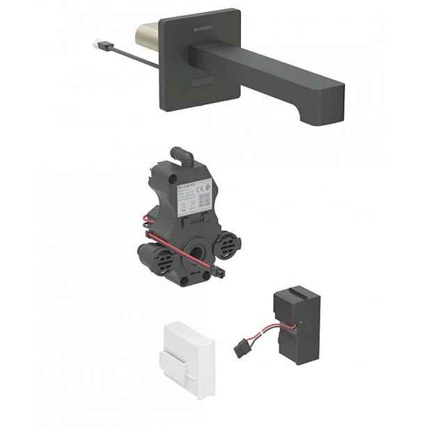 Geberit Brenta - Elektronický umyvadlový ventil pod omítku, pro studenou vodu, síťové napájení, easy to clean, matná černá 116.291.14.1