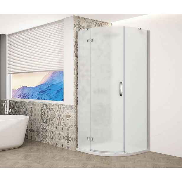 Gelco Trinity - Sprchový kout čtvrtkruhový 90x90 cm, levé, matné sklo/chrom GT6590ML-CH