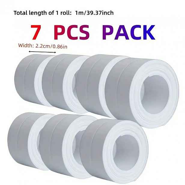 TEMU 7 rolí samolepicí PVC těsnicí pásky, voděodolná těsnicí páska, vhodná pro sprchové kouty, kuchyně, koupelny a rohovou dekoraci, těsnicí lišta do