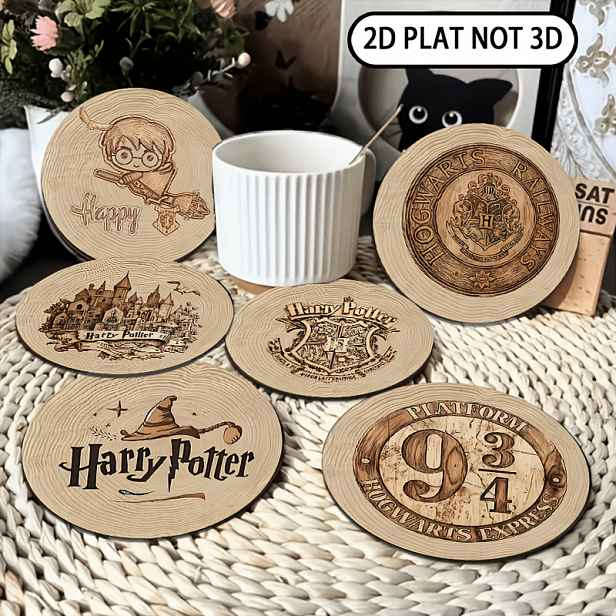 TEMU Warner Bros. 6 ks podložek Harry Potter s klasickým vzorem, multifunkční použití, vhodné pro různé scény, roztomilé a vynikající, odolné, z