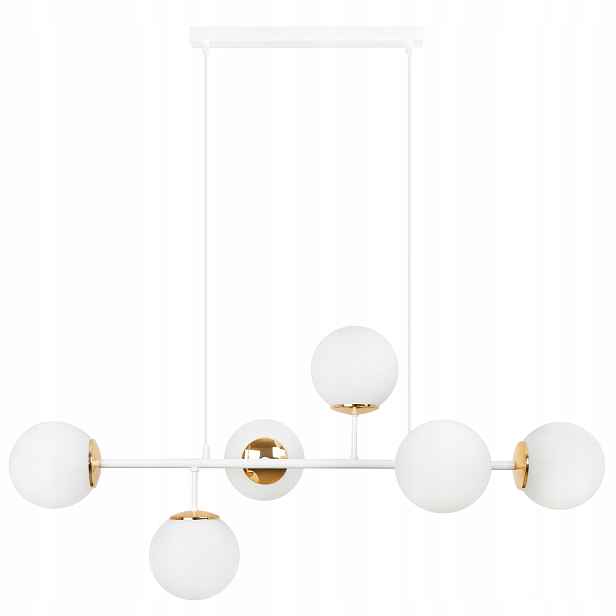 Závěsné Stropní Svítidlo Bílo Zlatá Moderní Glamour Loft Kule 6 Zdrojů