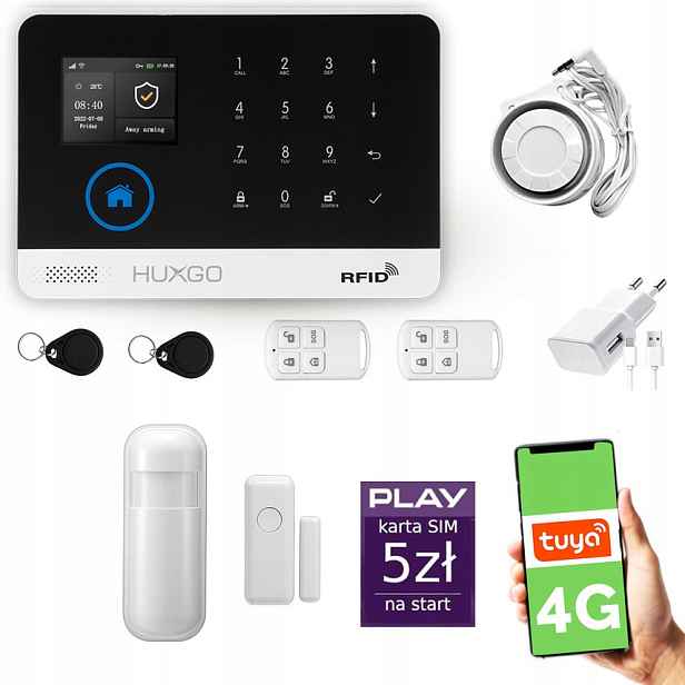 Bezdrátový alarm WiFi Gsm 4G, Tuya, alarmová sada Huxgo HXA003 R1PS