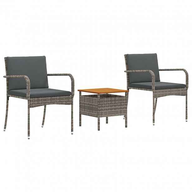 vidaXL Zahradní bistro set 3 ks Šedá polyratan