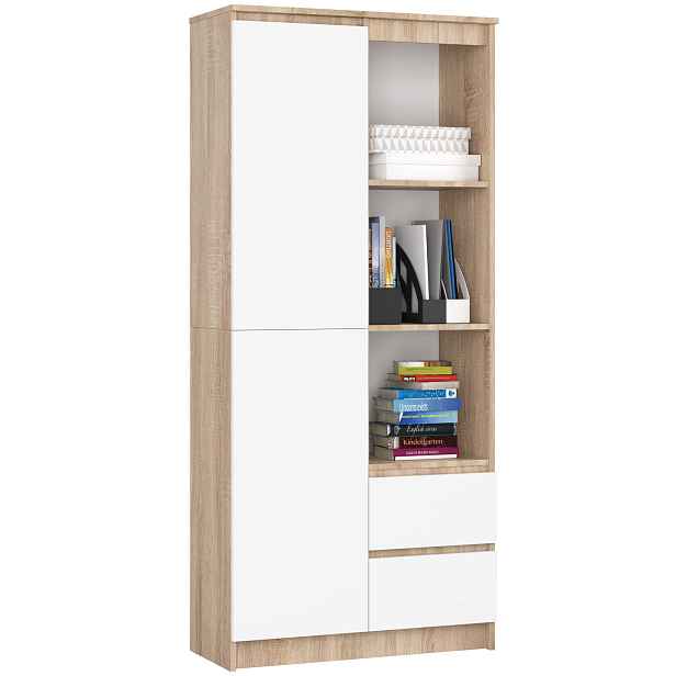 Ak furniture Skříň Rexa 80 cm dub sonoma/bílá