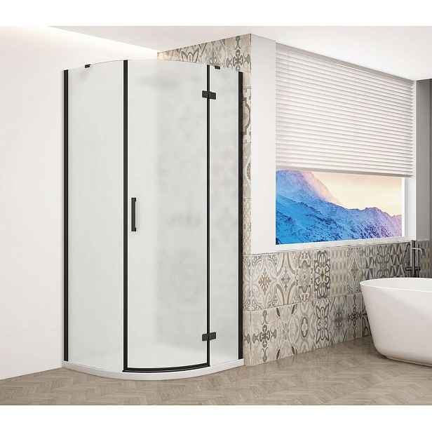 Gelco Trinity - Sprchový kout čtvrtkruhový 90x90 cm, pravé, matné sklo/černá GT6590MR-B