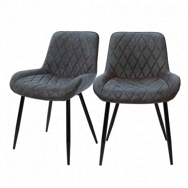 ML-DESIGN JÍDELNÍ ŽIDLE, sada 2 ks, antracitová, z umělé kůže