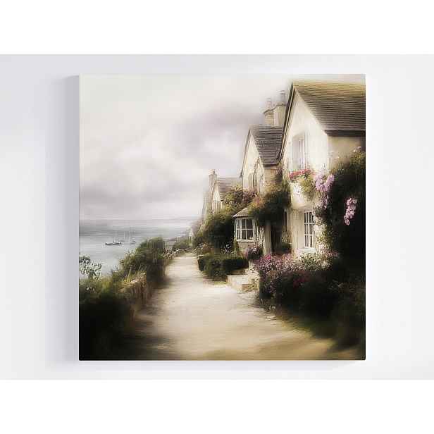 Obraz Na Plátně Canvas Krajina Anglie Cornwall Pobřeží Moře Domy 50x50