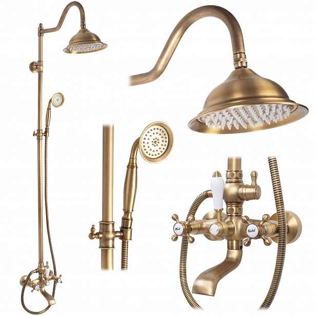 Sprchový Set na stěnu Vinatge Rea Bergamo Zlatý starožitný bronz