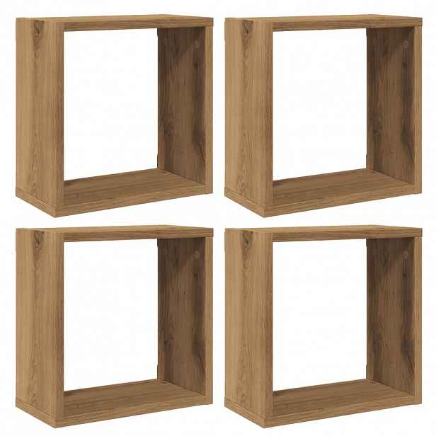 vidaXL Nástěnné police kostky 4 ks dub artisan 30x15x30 cm kompozit