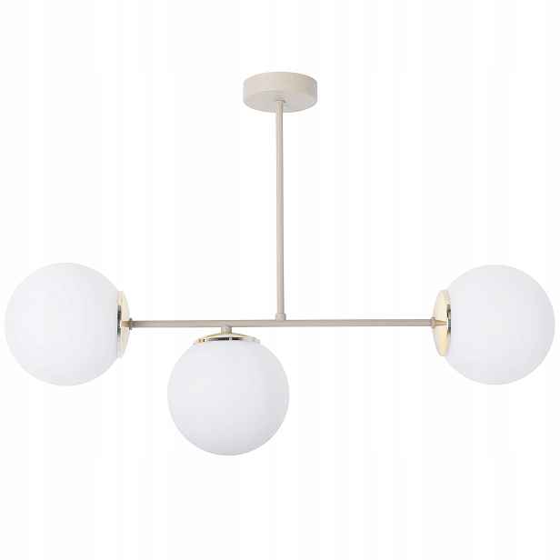 Závěsná Stropní Lampa Lustr Béžovo-zlatá Trojitá Do Obývacího Pokoje Ložnice