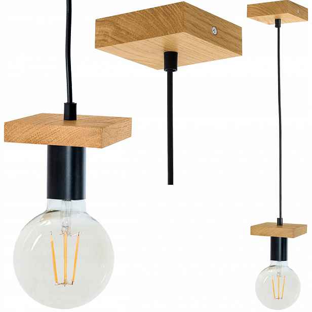 Závěsná stropní Led lampa E27 0-110 cm Dubová na omítku Převis Deska Obývací pokoj