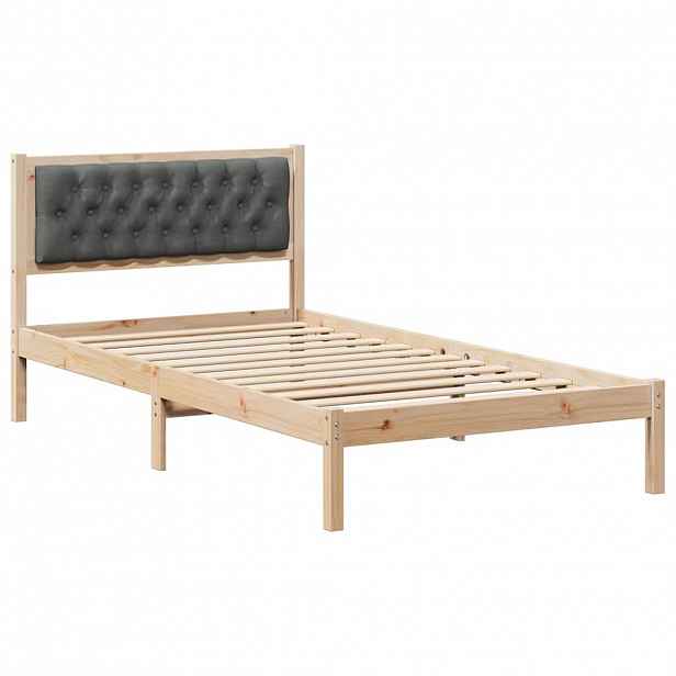 vidaXL Rám postele s čelo Tmavě šedá 100 x 200 cm Masivní borové dřevo