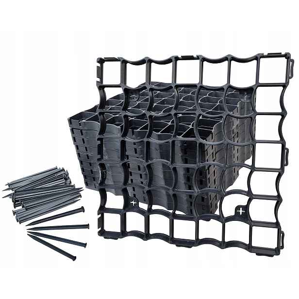 10 ks mřížky na trávník Opl 50x50x3 40 kotvících kolíků