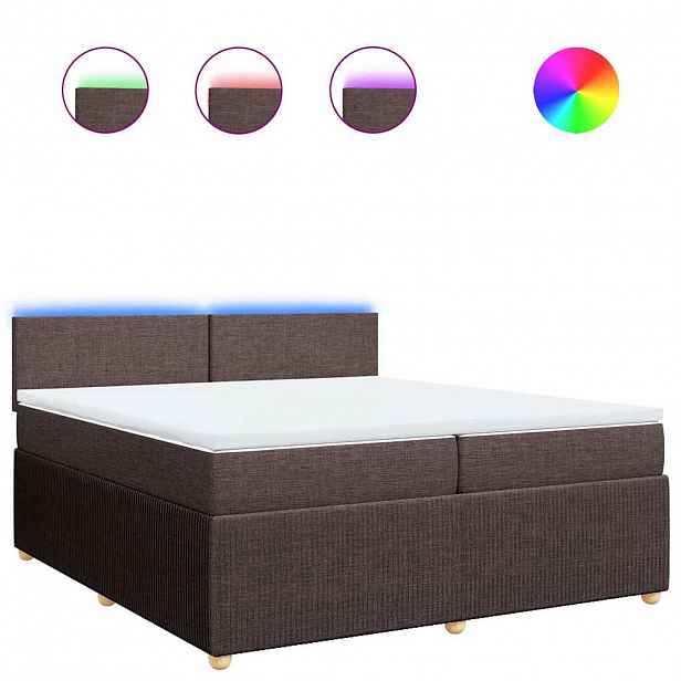 vidaXL Box spring postel s matrací tmavě hnědá 200x200 cm textil