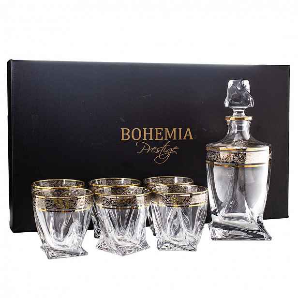 Bohemia Prestige Zlato-platinová – Sada Na Whisky: Karafa 6 Sklenic