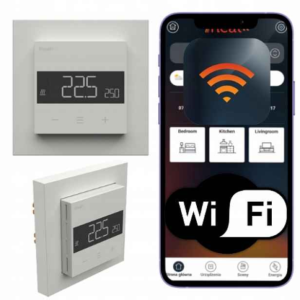 Heatit WiFi6 bílý RAL9003 – WiFi termostat se senzorem 16A 3600W MyHeatit