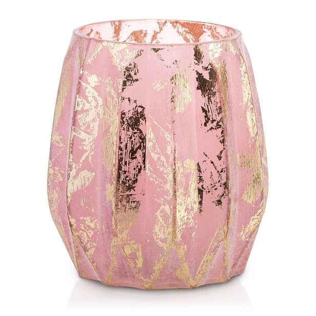 LED svícen AmeliaHome CORDOBA 12x13 cm pudrově růžový, velikost 12*13
