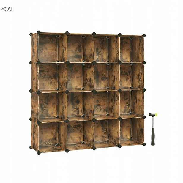 Songmics Modulární regál Botník 16 kostek Vintage