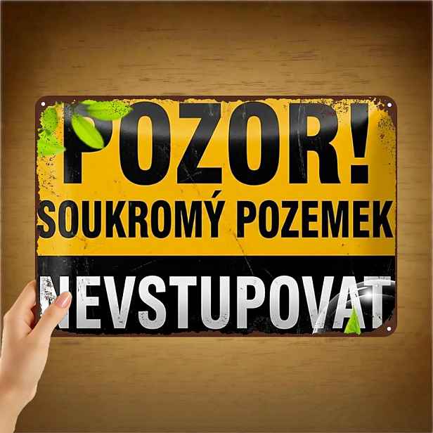 TEMU 2D plochá 1ks, "Varování! Soukromý majetek - Žádné proniknutí Kovová cedule Umělecká dekorace" 8×12 palců