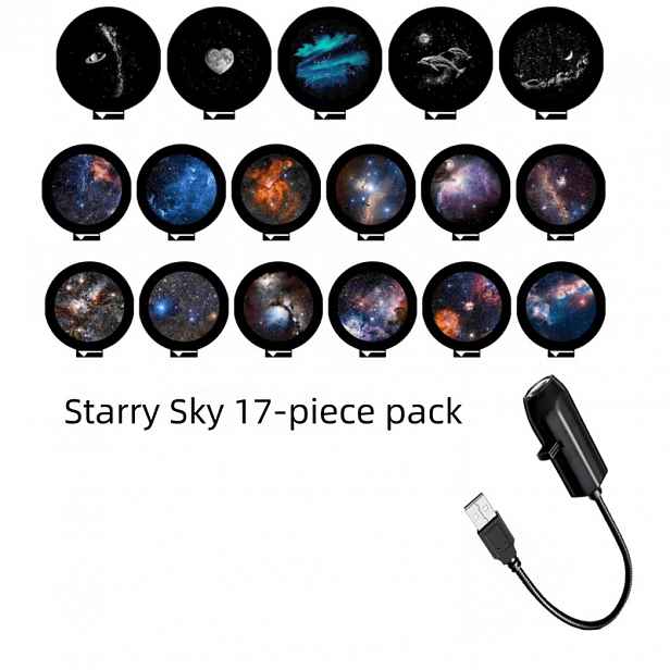 TEMU Projekční lampa s hvězdné oblohy, napájení přes USB, plug-and-play, dostupná v sadě 1 lampa + 12/17 ks, pro domácí atmosférickou dekoraci