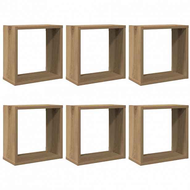 vidaXL Nástěnné police kostky 6 ks dub artisan 30x15x30 cm kompozit