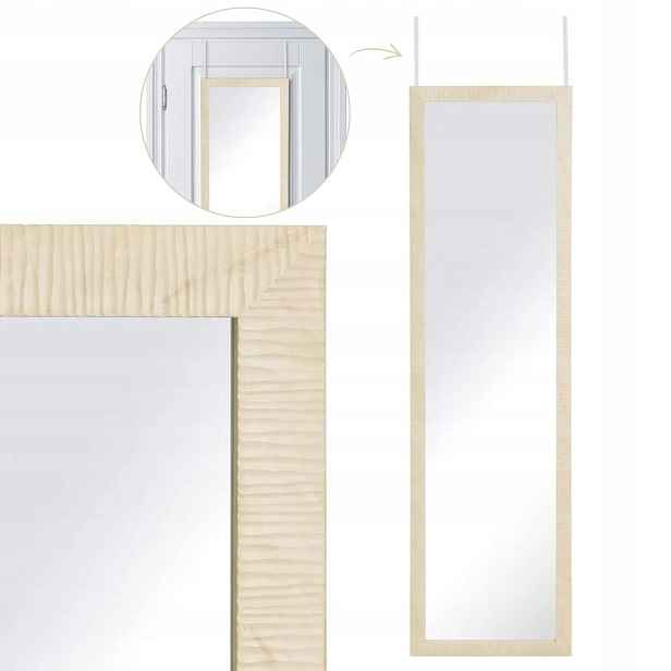 Zrcadlo Závěsné Na Dveře Do Šatníku 126 CM Béžové Zrcátko Boho