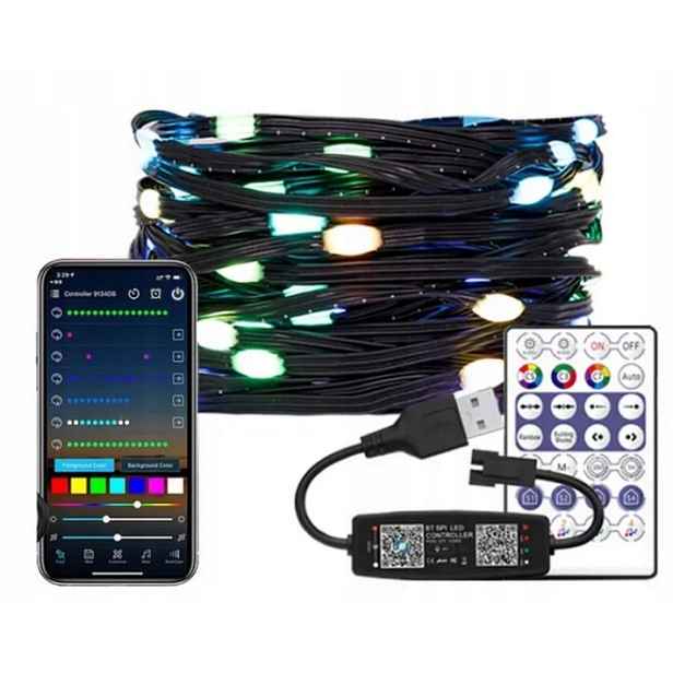 Sada Led aRGB Usb řetěz WS2812B Dálkový Ovladač Aplikace 10 m Vánoční stromek Osvětlení