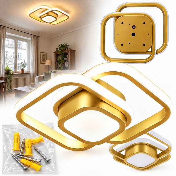 stropní svítidlo Led Stropní Svítidlo koupelnová Zlatá Čtverec 33W 3 barvy Moderní