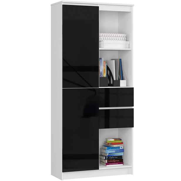 Ak furniture Skříň Rexa II 80 cm bílá/černá