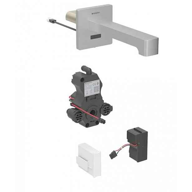 Geberit Brenta - Elektronická umyvadlová baterie pod omítku, síťové napájení, easy to clean, kartáčovaná nerez 116.292.SN.1