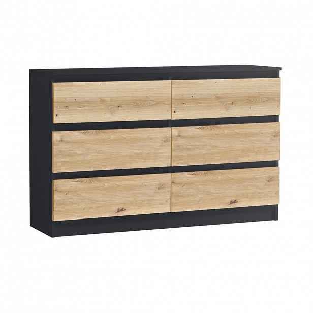 Home Collective KOMODA se 6 zásuvkami, šířka 120 cm, v antracitovém dubu