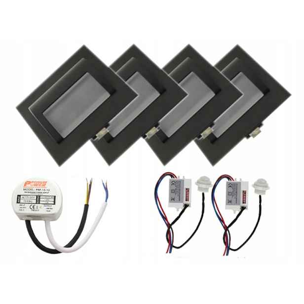 Set Halogenový schodišťový Led 4x napájecí zdroj 2x detektor