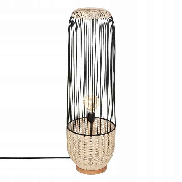 Stojící lampa boho Anea, ratan a kov, výška 95 cm