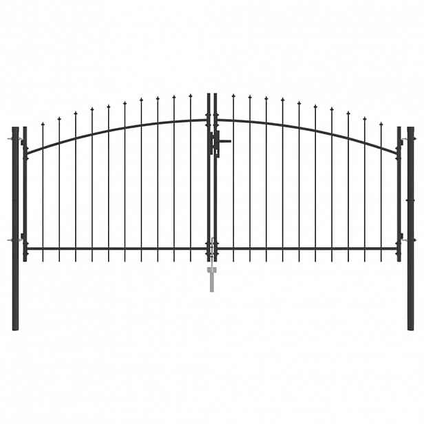 vidaXL Dvojitá brána WOERDEN 299,5 x 149,5 cm Ocel Šedá Zamykatelné