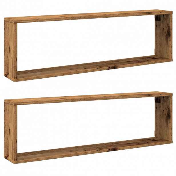 vidaXL Nástěnné obdélníkové police 2 ks old wood 100x15x30 cm kompozit